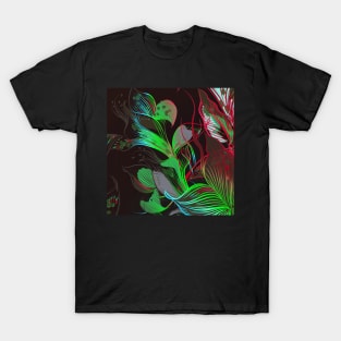 Floral Art - Red Green T-Shirt